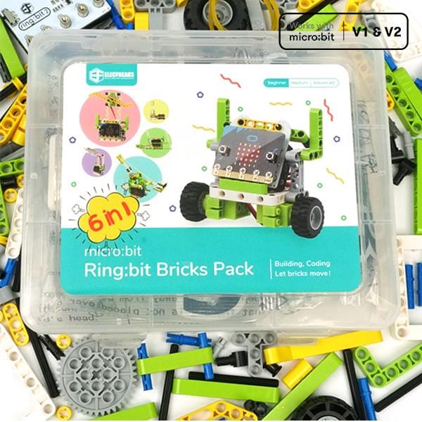 6-in-1 Ring:bit Bricks Pack for micro:bit (Building Brick Compatible) by Elecfreaks - The Pi Hut