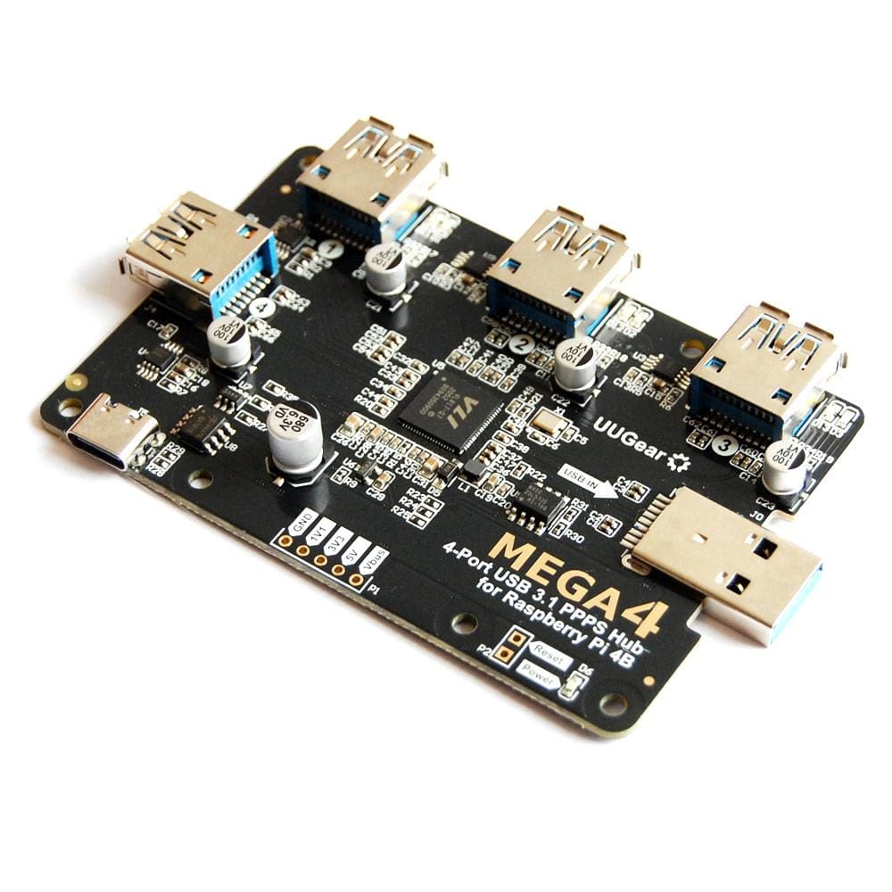 MEGA4 - 4-Port USB 3.1 PPPS Hub for Raspberry Pi 4 by UUGear - The Pi Hut
