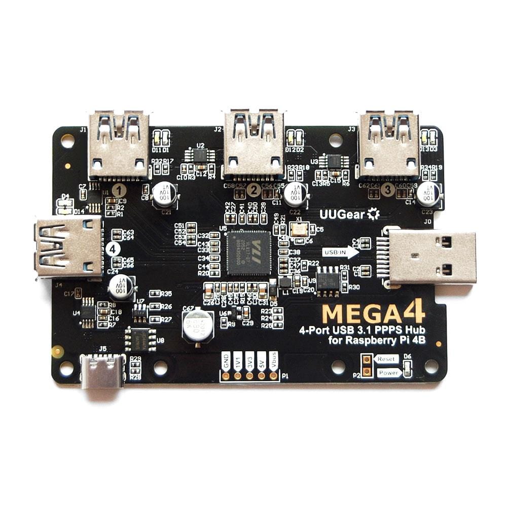 MEGA4 - 4-Port USB 3.1 PPPS Hub for Raspberry Pi 4 by UUGear - The Pi Hut